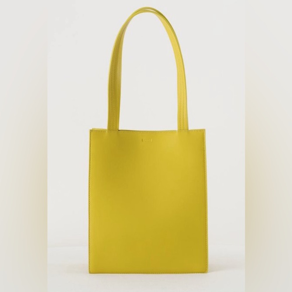 Baggu Leather Lime Green Citron Medium Tote